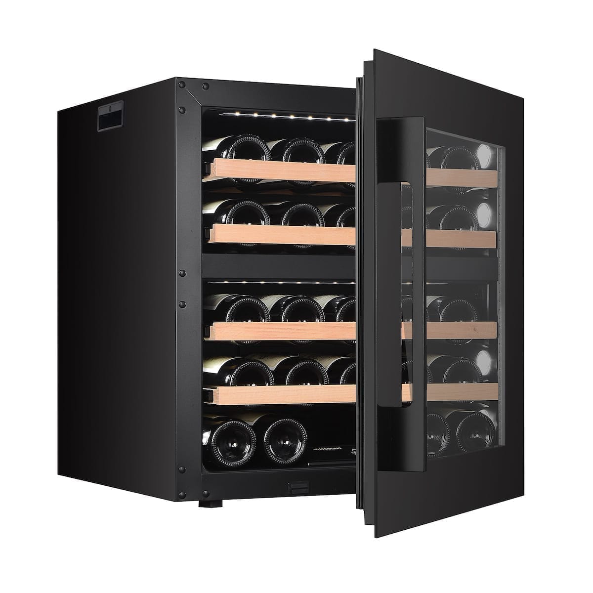 xpr w30d Πλήρως Εντοιχιζόμενος Διζωνικός Συντηρητής Κρασιών 26 Φιαλών aνω του Πάγκου | Μαύρη Πόρτα